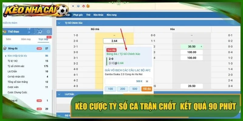 Kèo cược tỷ số cả trận chốt theo kết quả sau 90 phút thế nào?
