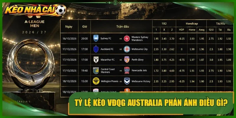 Tỷ lệ kèo vđqg australia phản ánh điều gì?