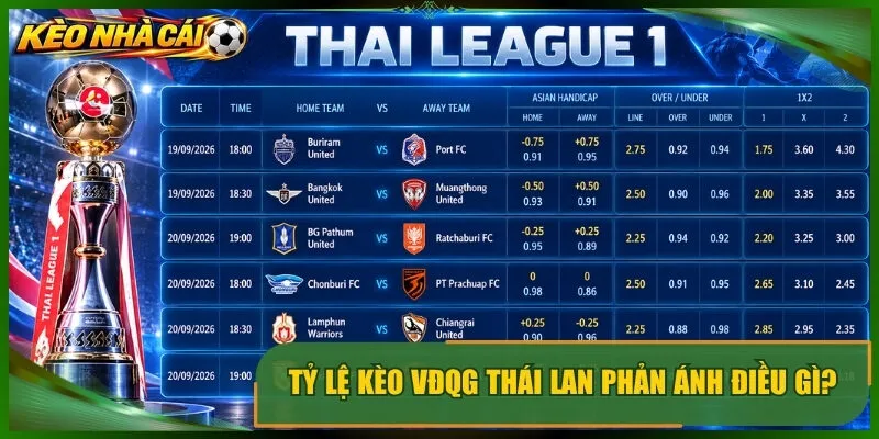 Tỷ lệ kèo vđqg thái lan phản ánh điều gì?